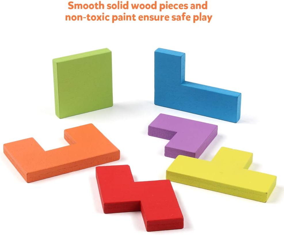 Wooden Puzzle Brain Teaser Toy, Tangram Jigsaw Puzzle Game For Kids And Adults, Creative Logic And Problem Solving Activity photo 4