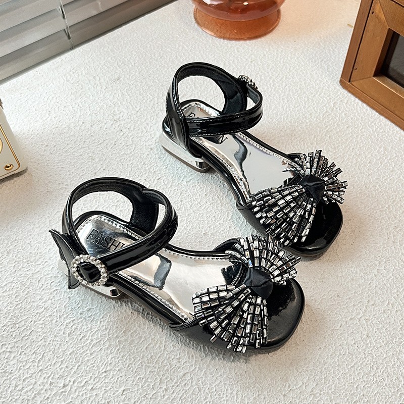 2026 Spring New Girls High Heel Sandals, One Strap Buckle Thick Block Heel Elegant Dress Sandals For Little Girls photo 2