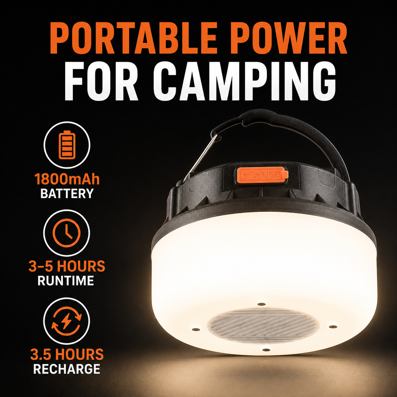 D41 1 Camping Lantern 1800mAh Hanging Hook Type C For Outdoor Factory Supply Solar Powered photo 5