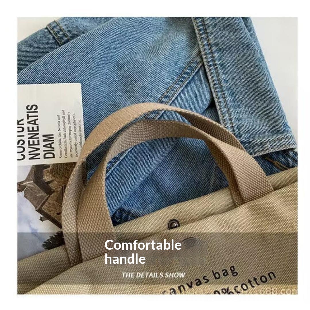 Thick Canvas Large Capacity Lightweight Tote Bag Retro Diagonal Cross Canvas Bag - Brown Out photo 6