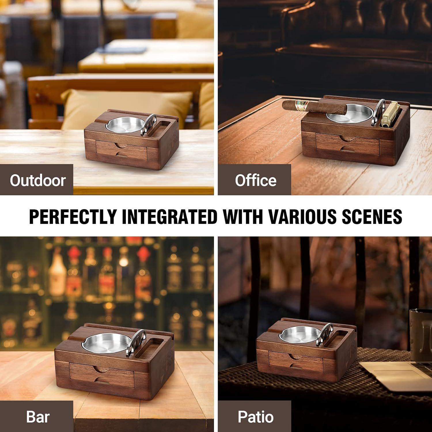 Cigar Ashtray - Wooden Ashtray With Cigar Cutter photo 3