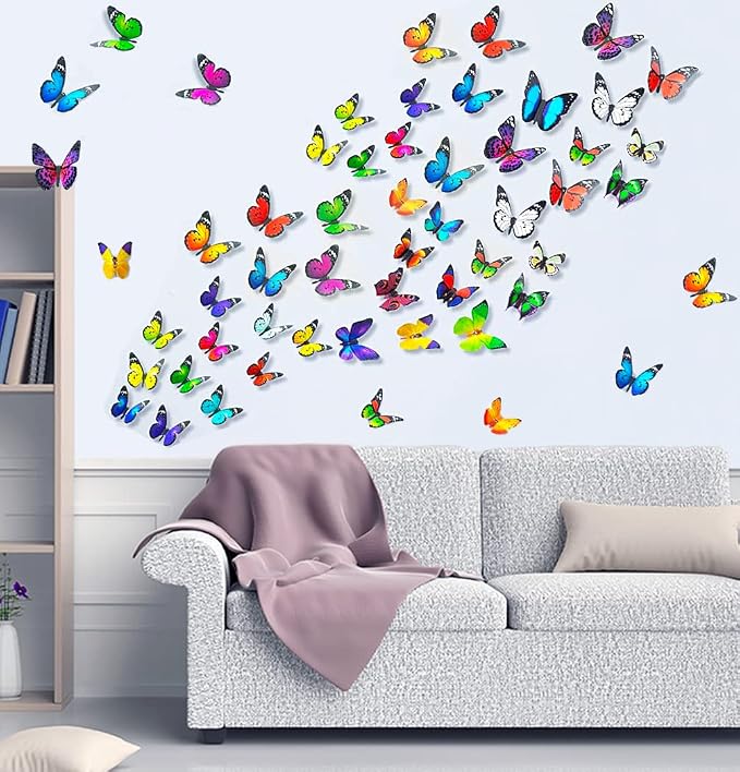 80-Piece 3D Butterfly Wall Stickers Removable Butterfly Decals For Bedroom And Home Decoration photo 4