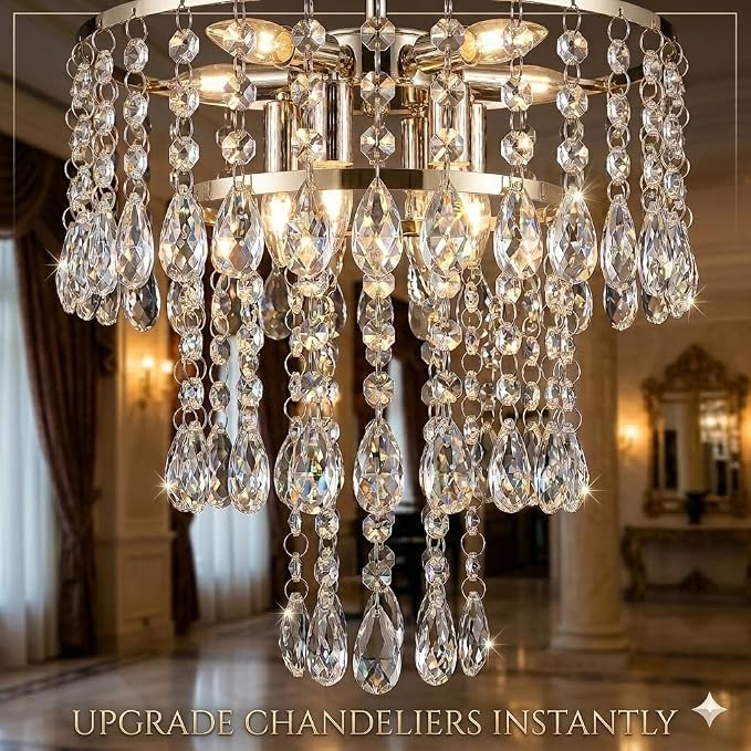 30-Piece Crystal Acrylic Teardrop Christmas Ornaments Hanging Garland Set For Tree And Holiday Decor photo 4