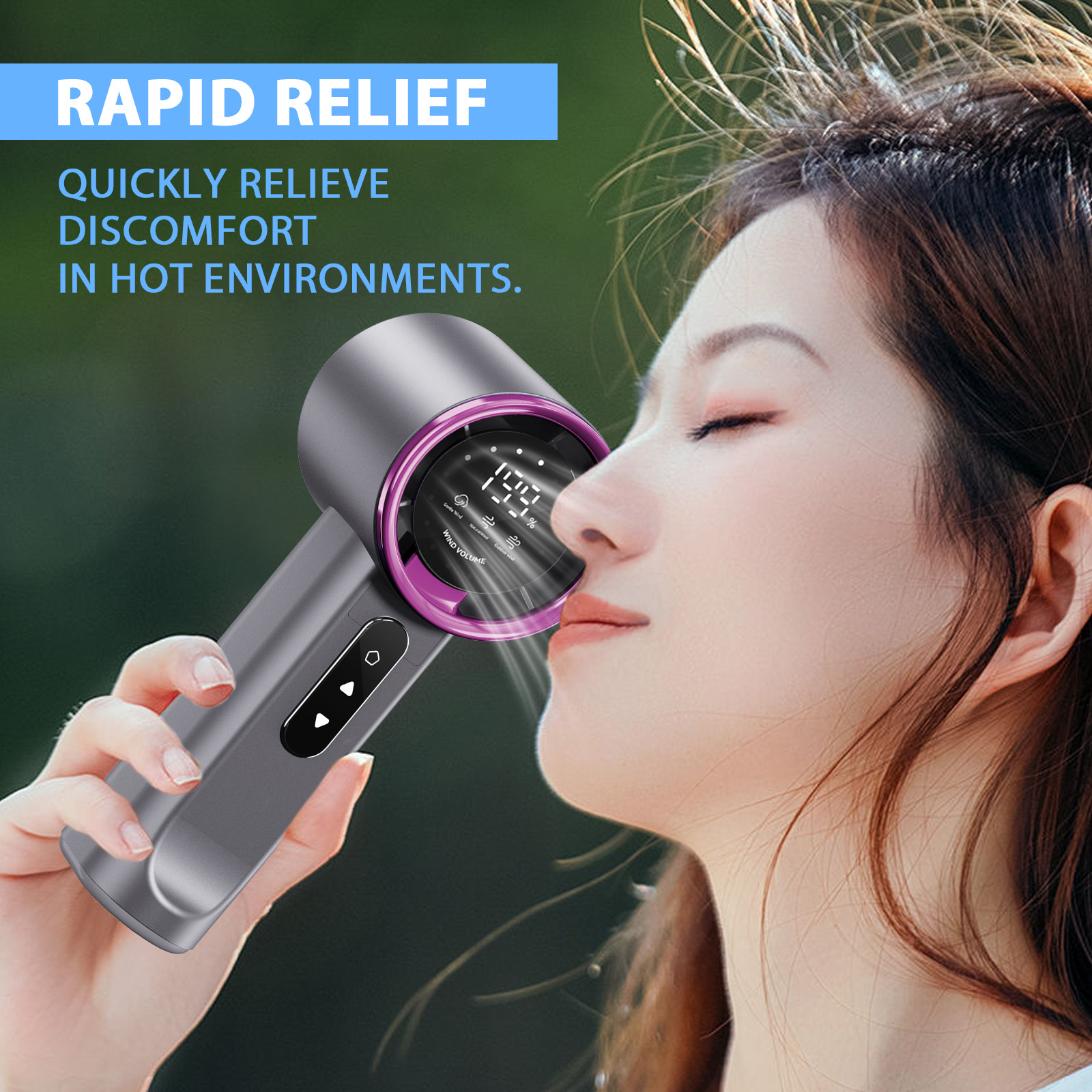 High-speed Handheld Fan Gray-purple photo 2