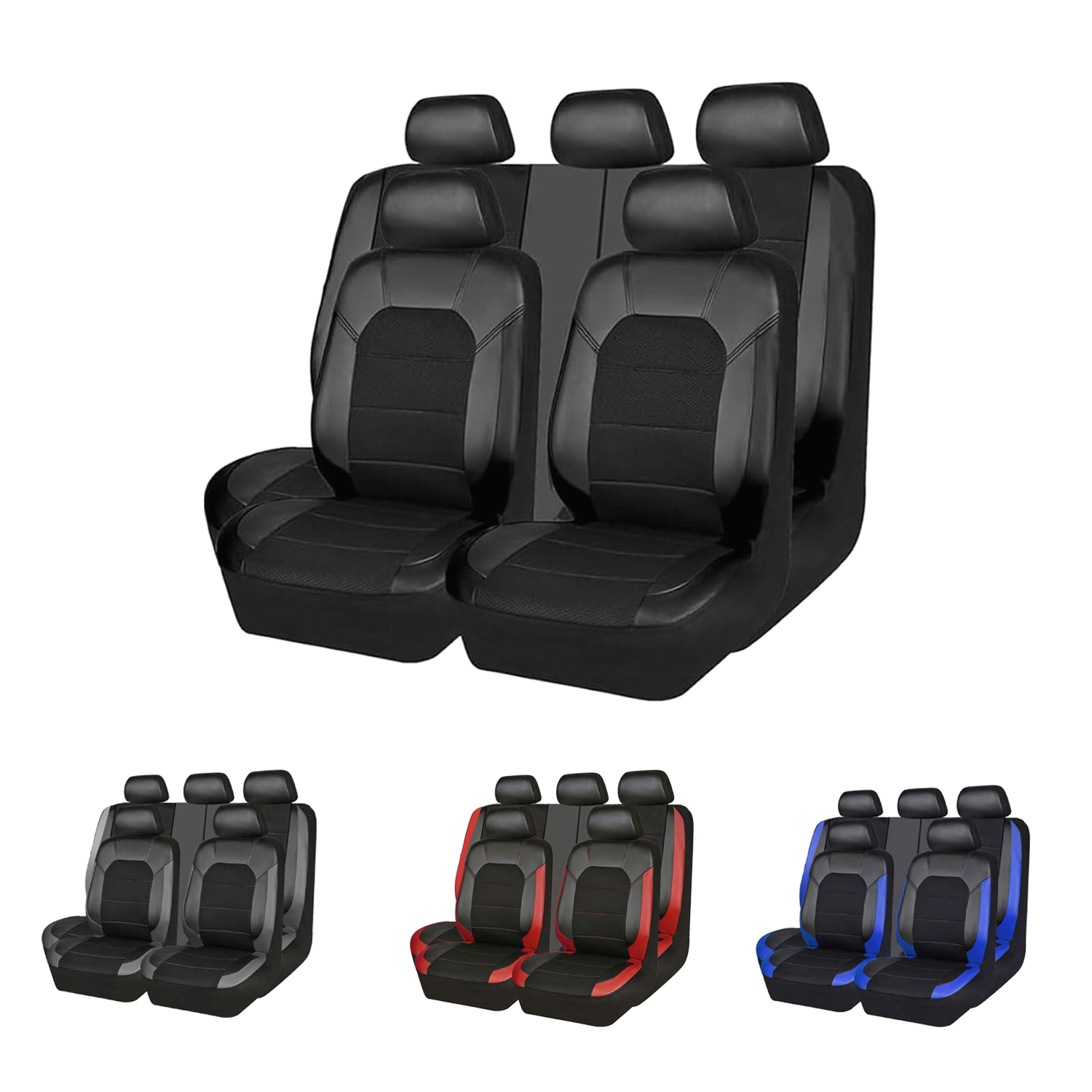 5-Seat Car Seat Cover, Single-Stitch Diamond Pattern, Quilted And Embroidered, Synthetic Leather, PVC Leather, Exported To Europe And America photo 1