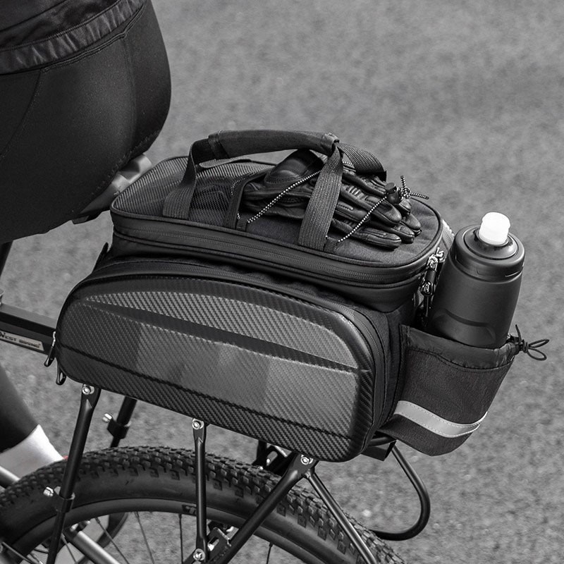 General Bicycle Rear Bag Hard Shell Expandable Bike Pannier Rack Pack Bag photo 3