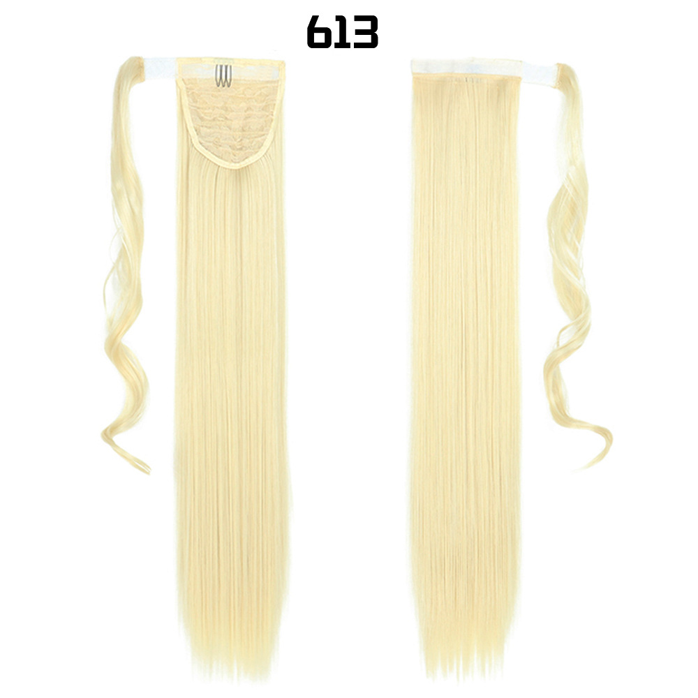 European And American Long Straight Hair Velcro Ponytail photo 2