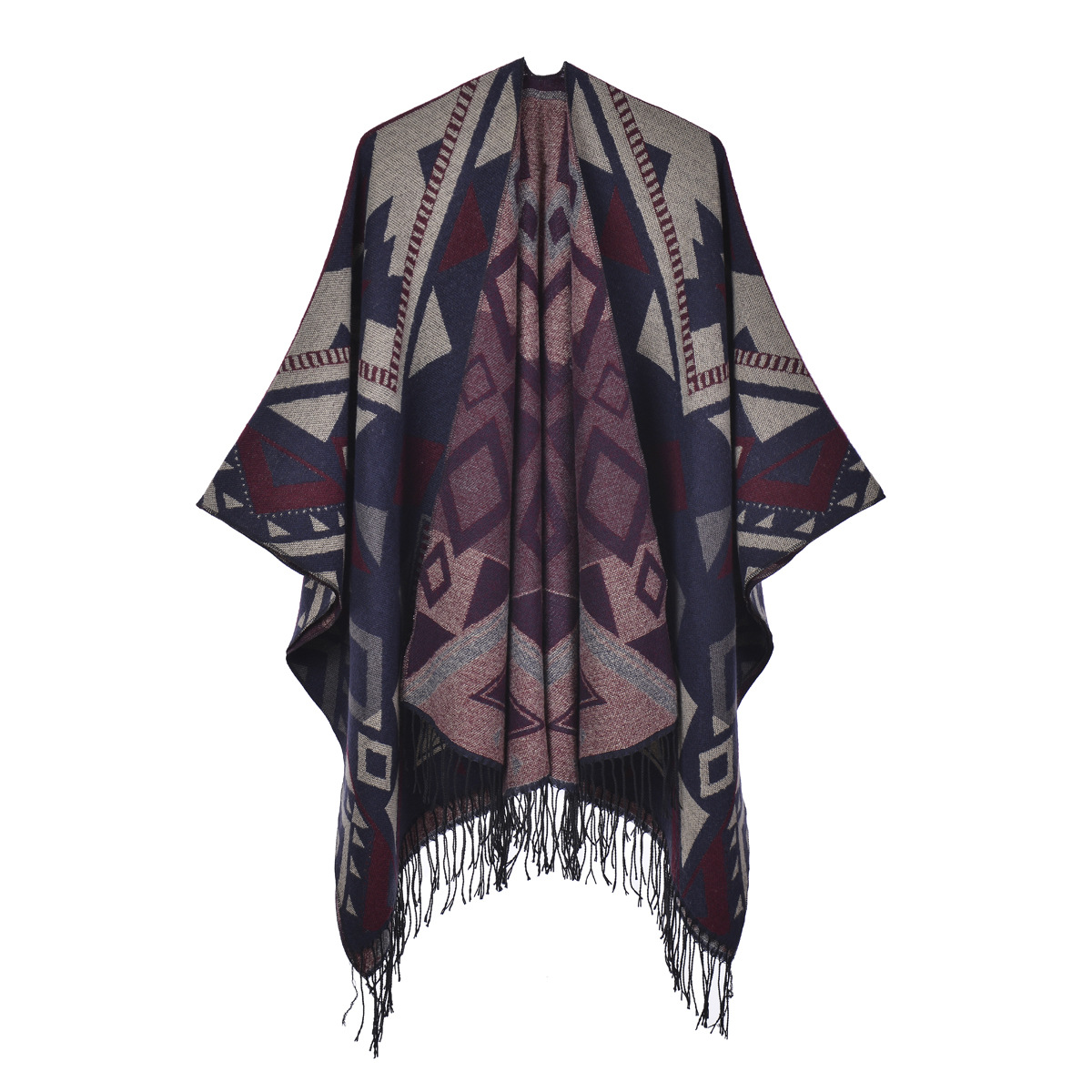 Women's Large Shawl, Fashion Thick Faux Cashmere Dual-Use Scarf Poncho photo 4