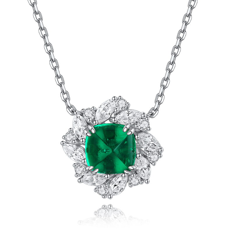 S925 Silver 5.6g Lab-Created Ruby Sapphire Emerald Necklace, 9x9mm Cushion Cut, 40&5cm photo 3