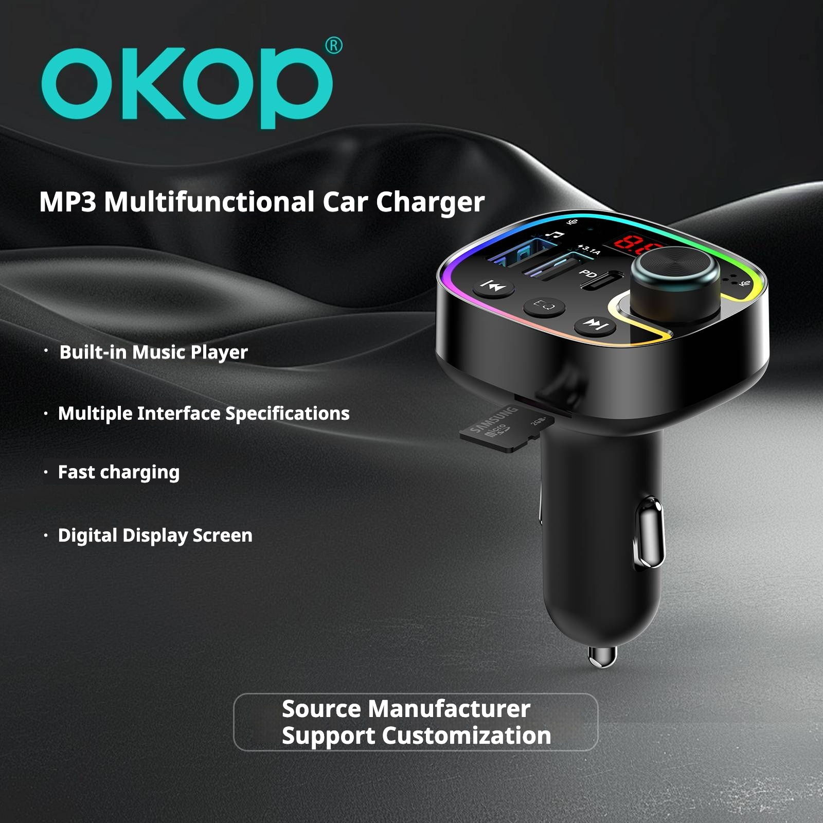 KP-C100 Wholesale Super-Fast Car Chargers MP3 Players Multi-Port USB Type-C In Stock photo 4