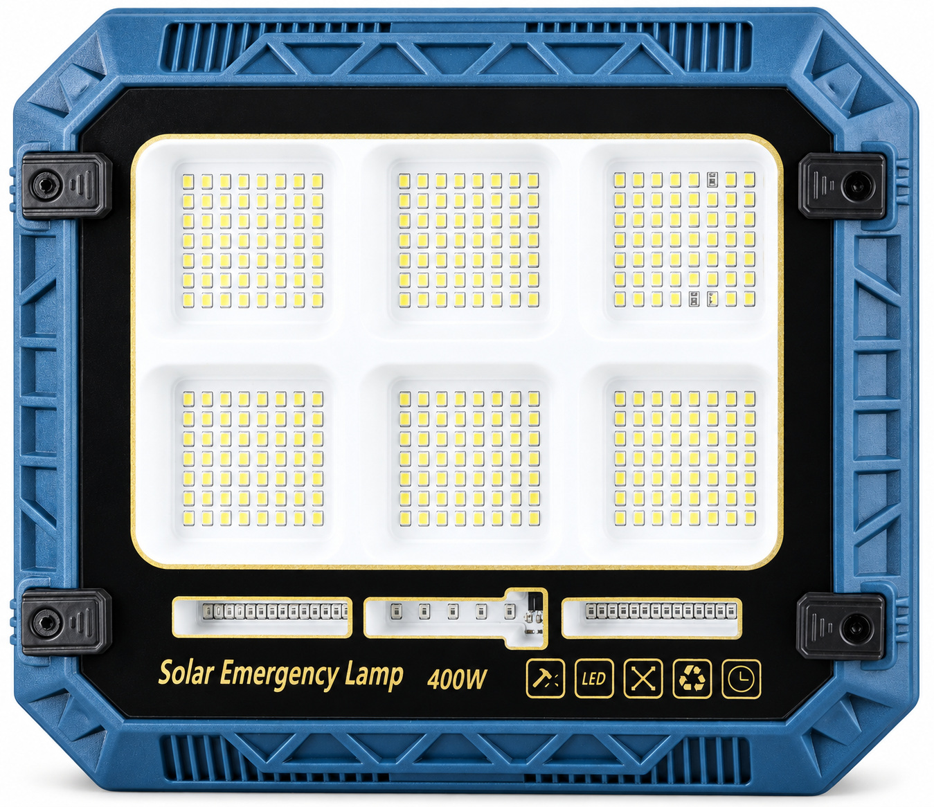 Solar Powered Rechargeable Battery Display 18650 W8113 3 Red Blue Warning LED Flood Light SMD photo 1