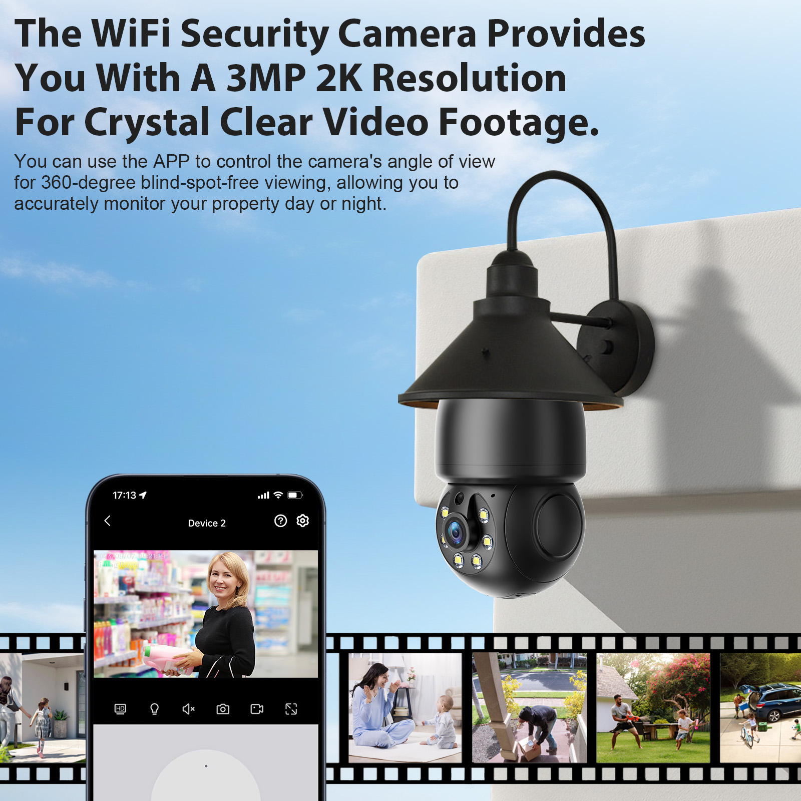 3MP Ptz E27 Socket Bulb Camera 360 Degree Cmos Sensor Network Camera Cctv Security Light Bulb Camera photo 3