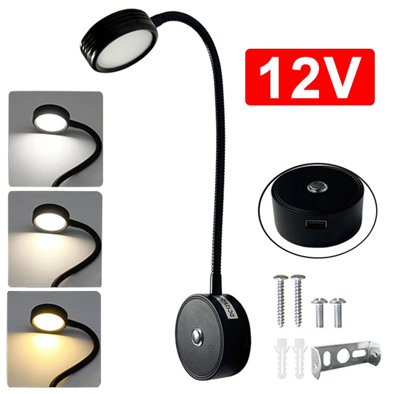 12V LED Touch Dimmable USB Spot Reading Light Motorhome Campervan Caravan Boat photo 1