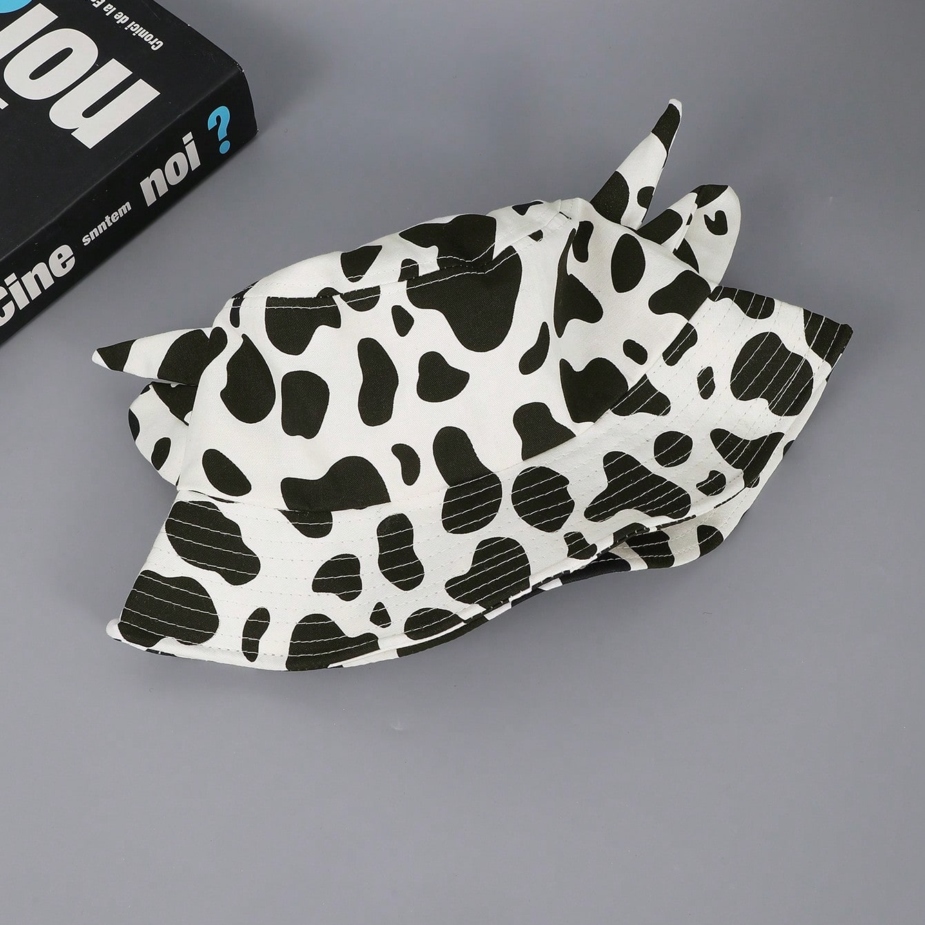 Cross-border Fashion Fun Horned-eared Cow-pattern Fisherman Hat With Foldable Design, Suitable For Outdoor Activities And Casual Wear. Cute And Adorable photo 2