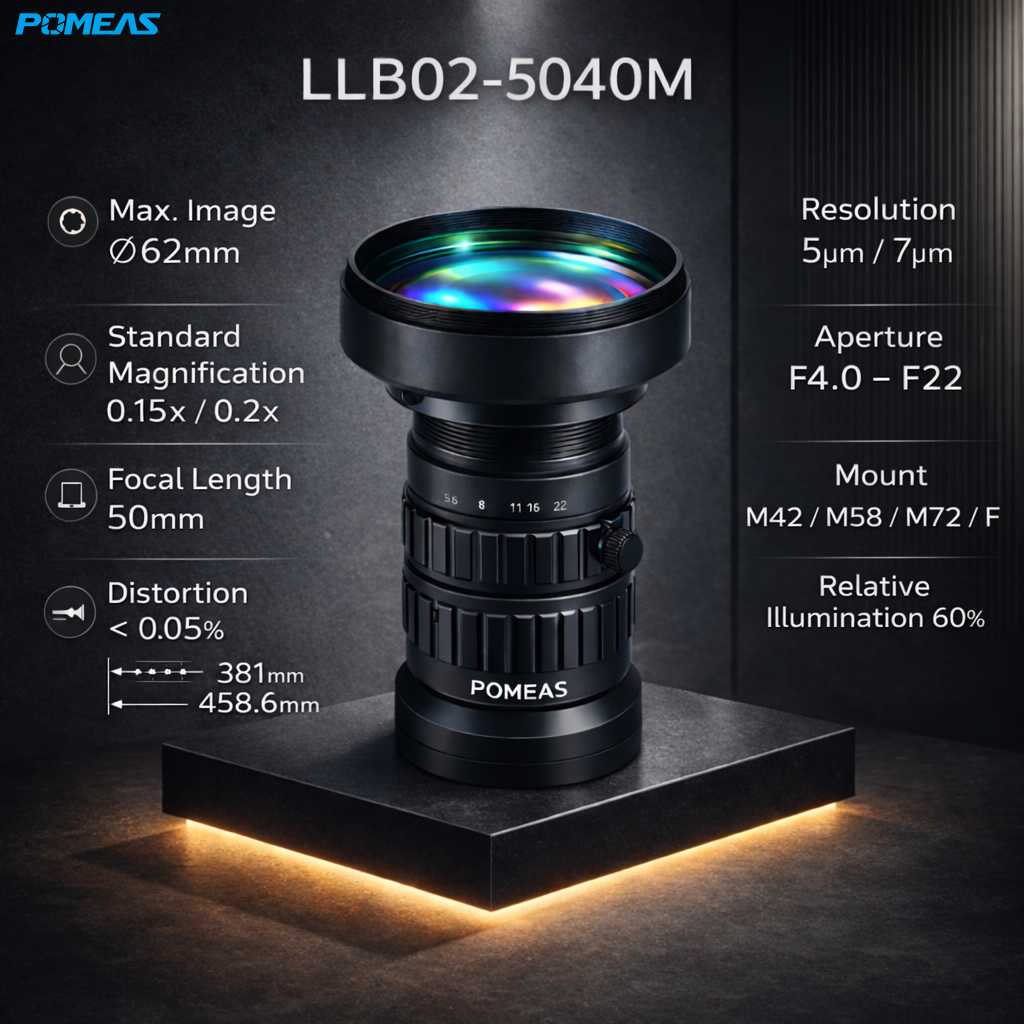 LLB02-5040M 0.2X 50mm F4.0 8K Line Scan Lens With 62mm Image Circle For Machine Vision Inspection photo 2
