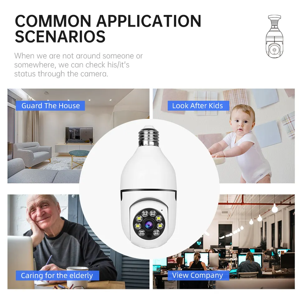 1080P Smart Home Security PTZ Camera Wireless Lights 360 Degree Surveillance Remote View CCTV Security WIFI Light Bulb Camera photo 2