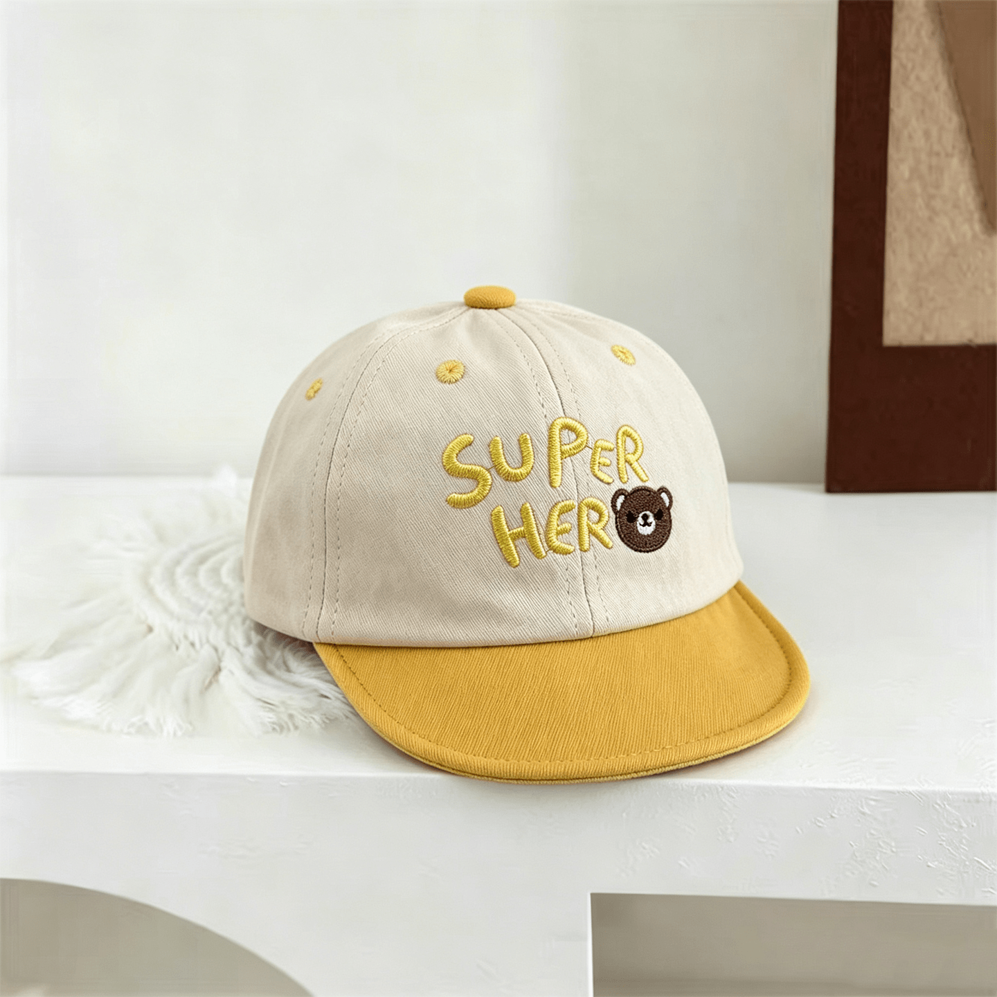 Summer Baby-style Multi-color Letter-stitched Bear-shaped Decorative Baseball Cap With Sun Protection. Fashionable And Cute. Suitable For Outdoor Use. photo 3