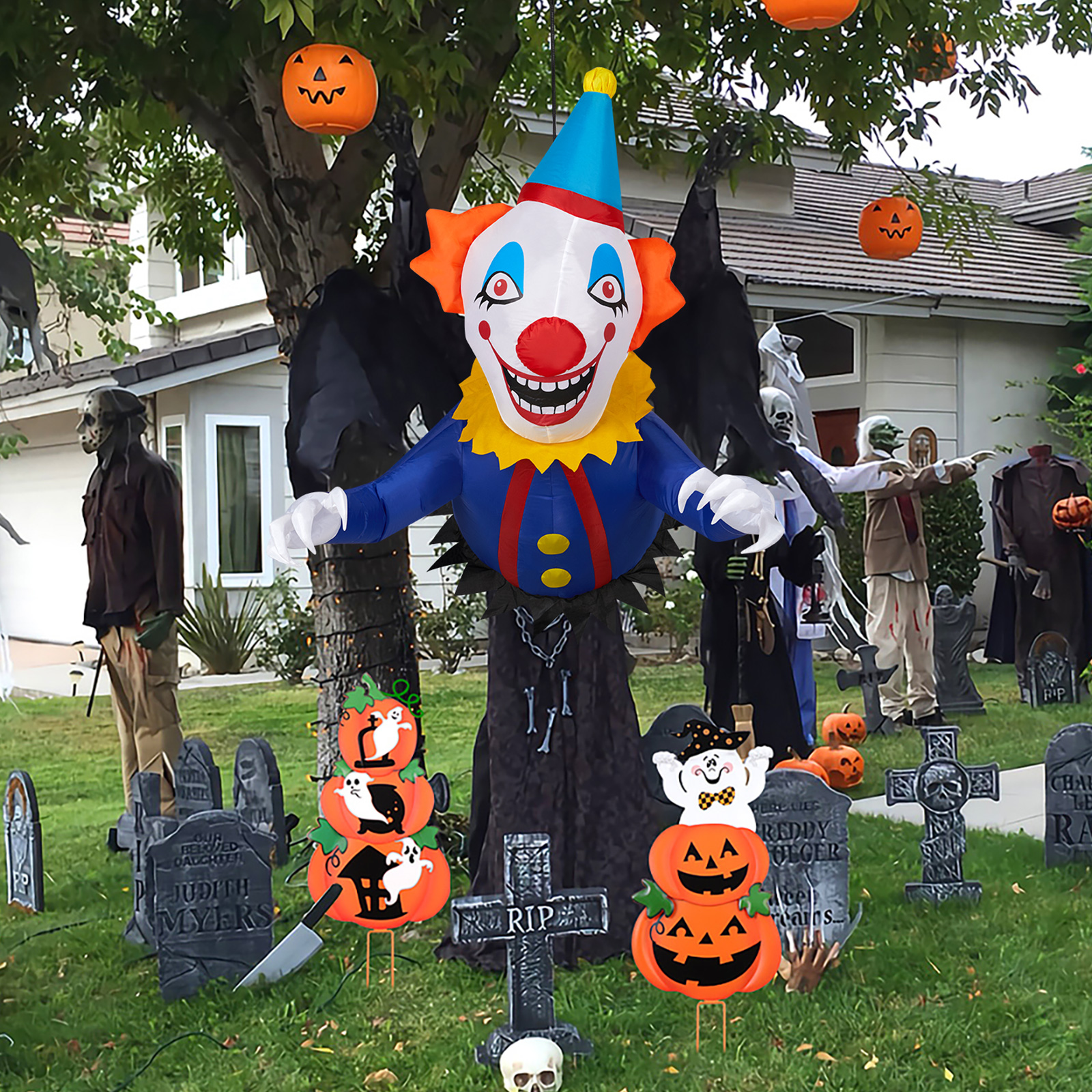 Replace 82852062 3.3 FT Halloween Inflatable Clown Broke Out From Window Outdoor Decorations,Scary Blow Up Decor With Built-in LED Lights For Holiday Party Yard Lawn Garden Decor Indoor Outdoor photo 1