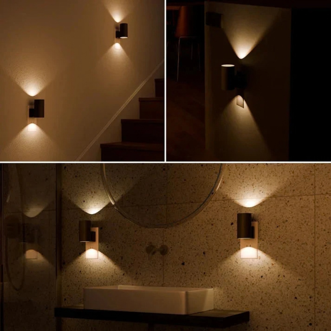 Plug-In Wall Light, 10W Dimmable LED With Day-Night Sensor, Warm White Night Light For Bedroom & Hallway photo 2