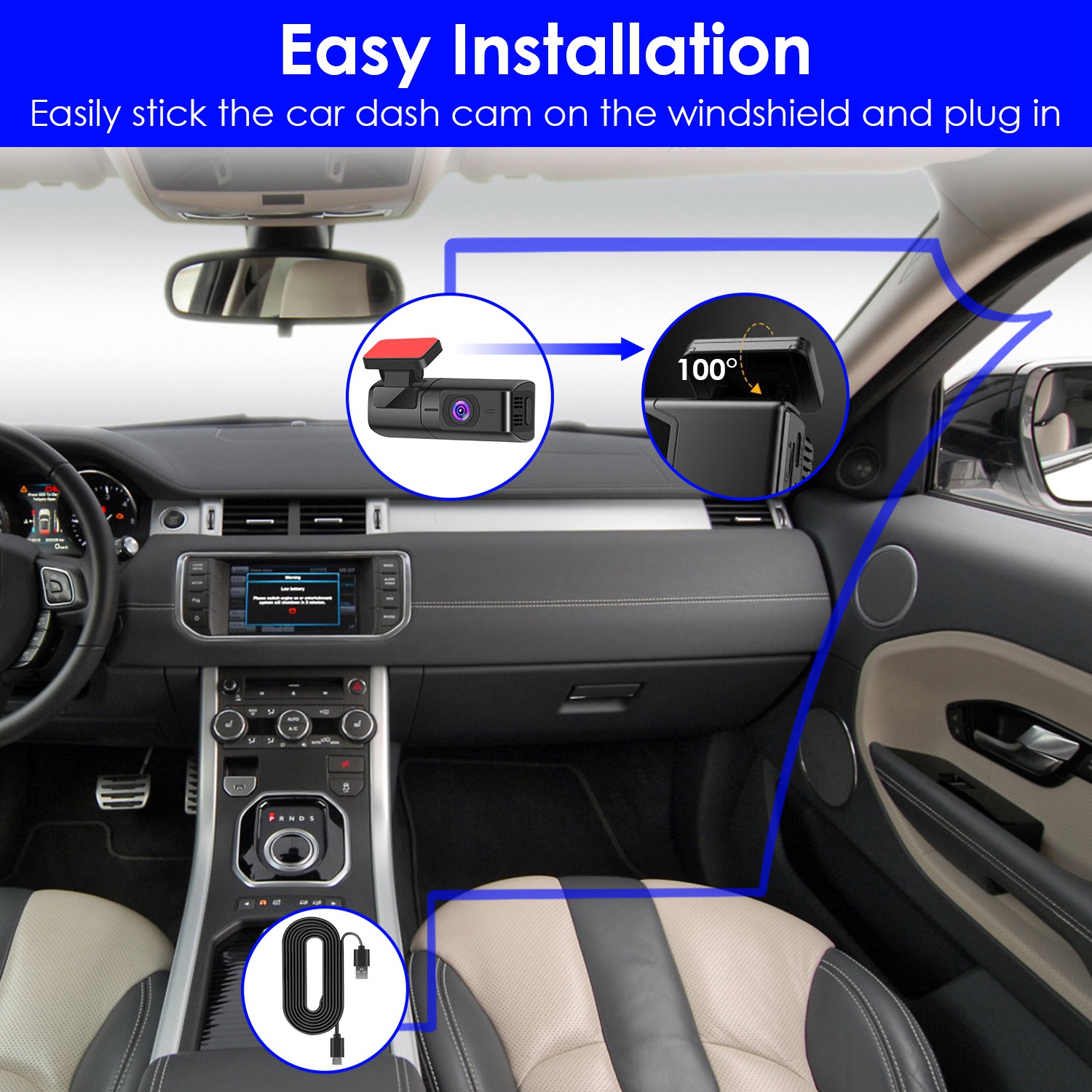 1Pc 2K HD Front Dash Cam For Car With IPS Screen Night Vision Loop Recording Included 32G Storage Card 140 Degree Wide Angle WiFi App Control Front Dashcam photo 8