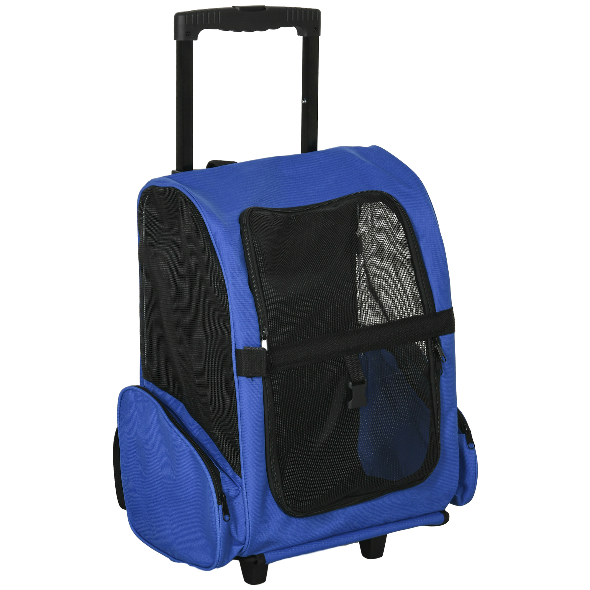 2 In 1 Pet Carrier Trolley And Backpack With Extendable Handle And Wheels Lightweight Oxford Travel Bag For Dogs Cats photo 3