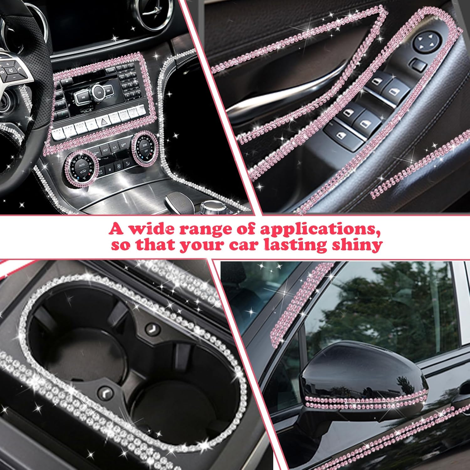 2-piece Car Interior Kit With Shiny Butterfly Net Rhinestone Stickers And 1-piece Bling Self-adhesive Car Decals photo 5