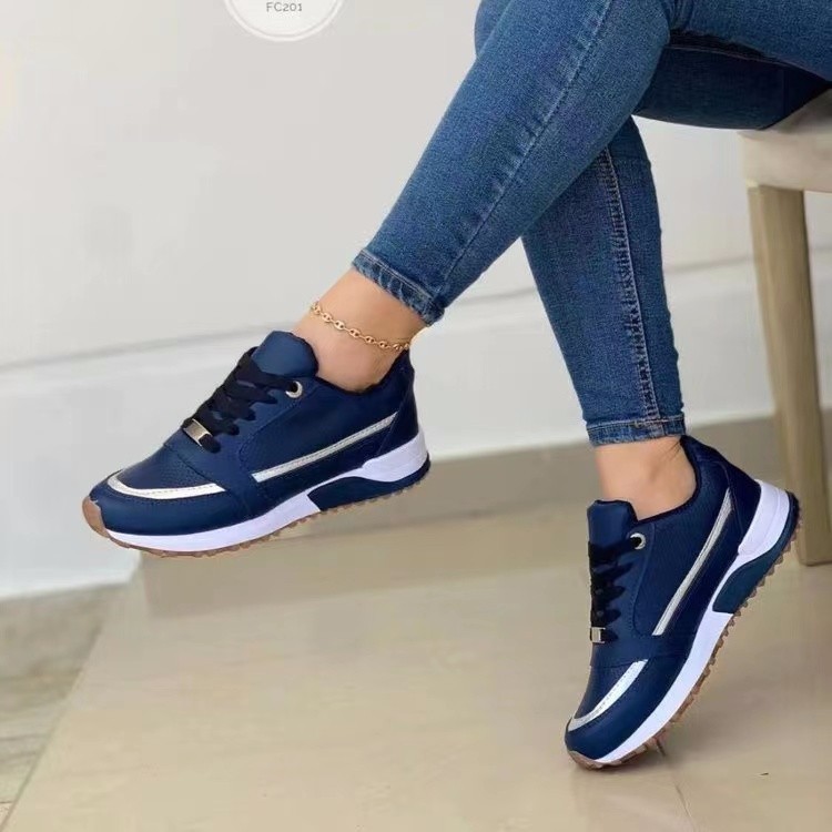 Casual Lace-up Flat Shoes Women Shallow Round Toe Sports Walking Sneakers photo 1