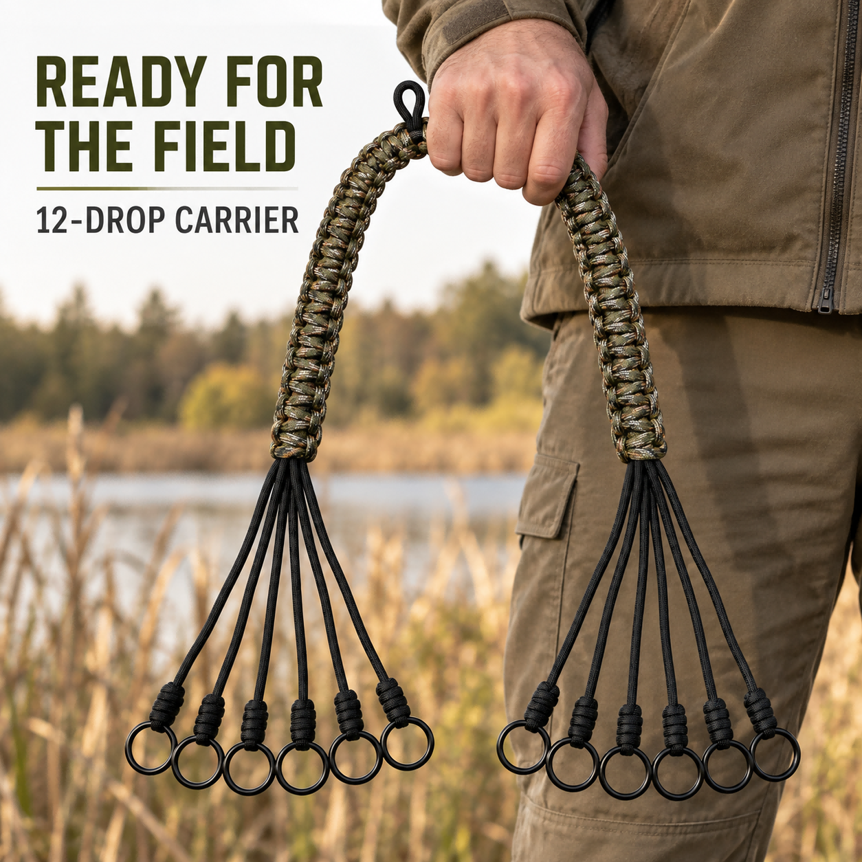 Camo Durable Nylon Hunting Lanyard Duck Goose Hanger Waterfowl Dove Carrier With Steel Loop Slip Ring photo 3