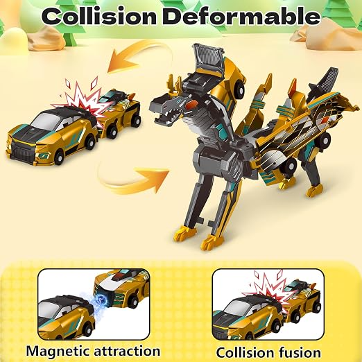 2-in-1 Unisex Mechanical Mini Magnetic-Triggered Auto-Transform Pegasus Car Toy, Battery-Free Safe ABS Plastic Animal Toy, Creative Kids' Gift Ideas photo 5