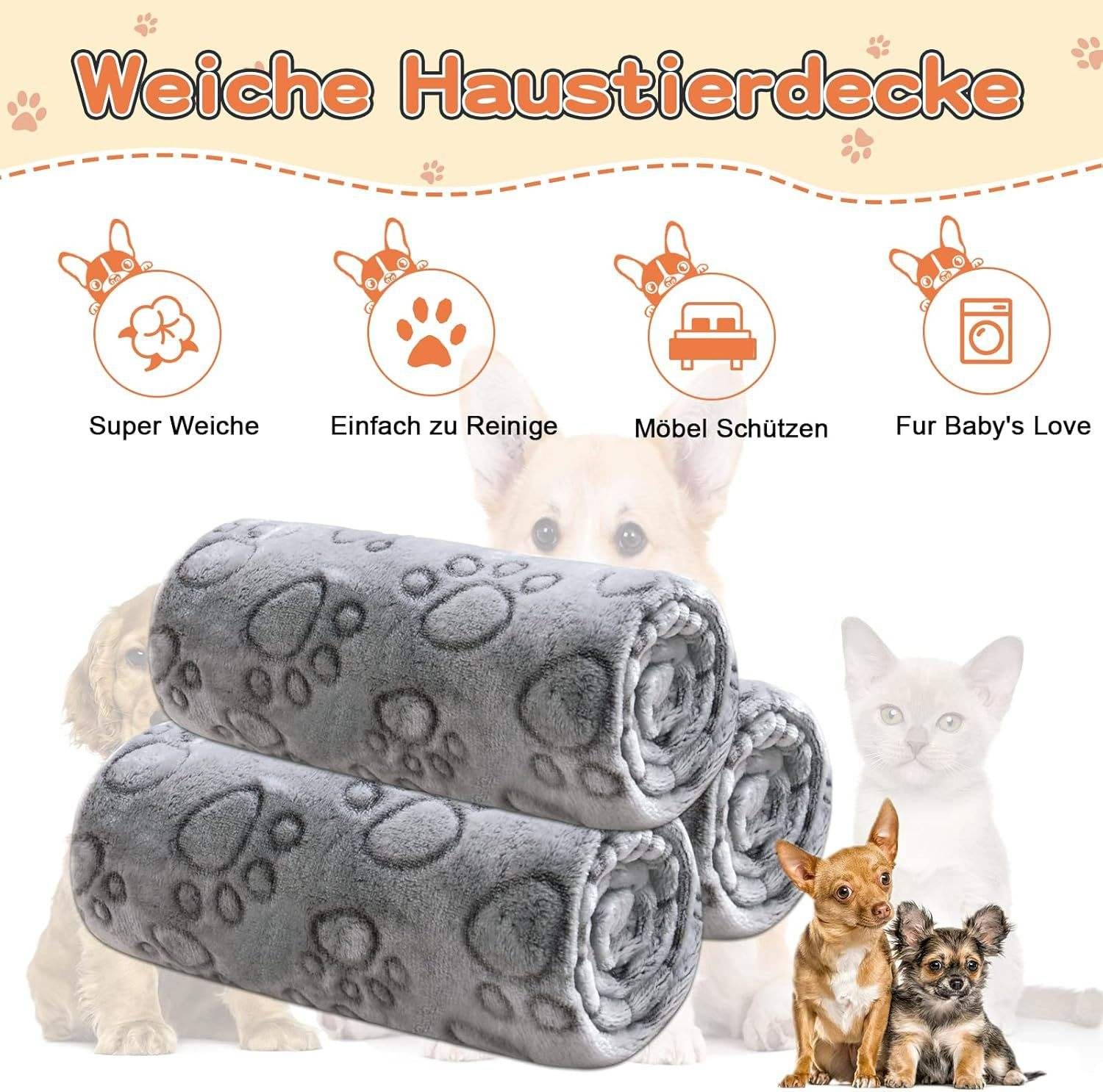 3 PackPet Blanket, Soft Plush Paw Print Dog Blanket Washable, Warm Fleece Cat Blanket For Large Medium Dogs, Sofa Couch Bed Cage Protector,23 X 16 In,30 X 20 In,41 X 31 In,47.2 X 39.3 In photo 8