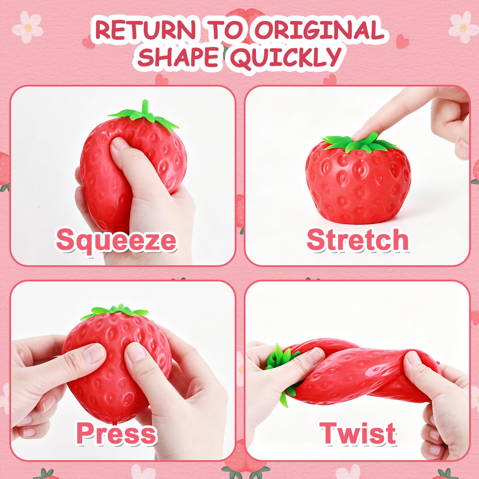Strawberry , Strawberry Squishy Sensory Fidget Giant Jumbo Big Slow Rising Stress Ball Squeeze Toy Fruit Realistic For Relief, Adults Kids Gifts Party Favor  1pcs photo 5
