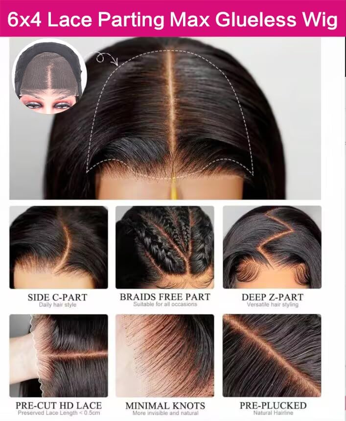 4x6 Pre-cut Lace Human Hair Wig Straight Texture, Natural Color, Density photo 4