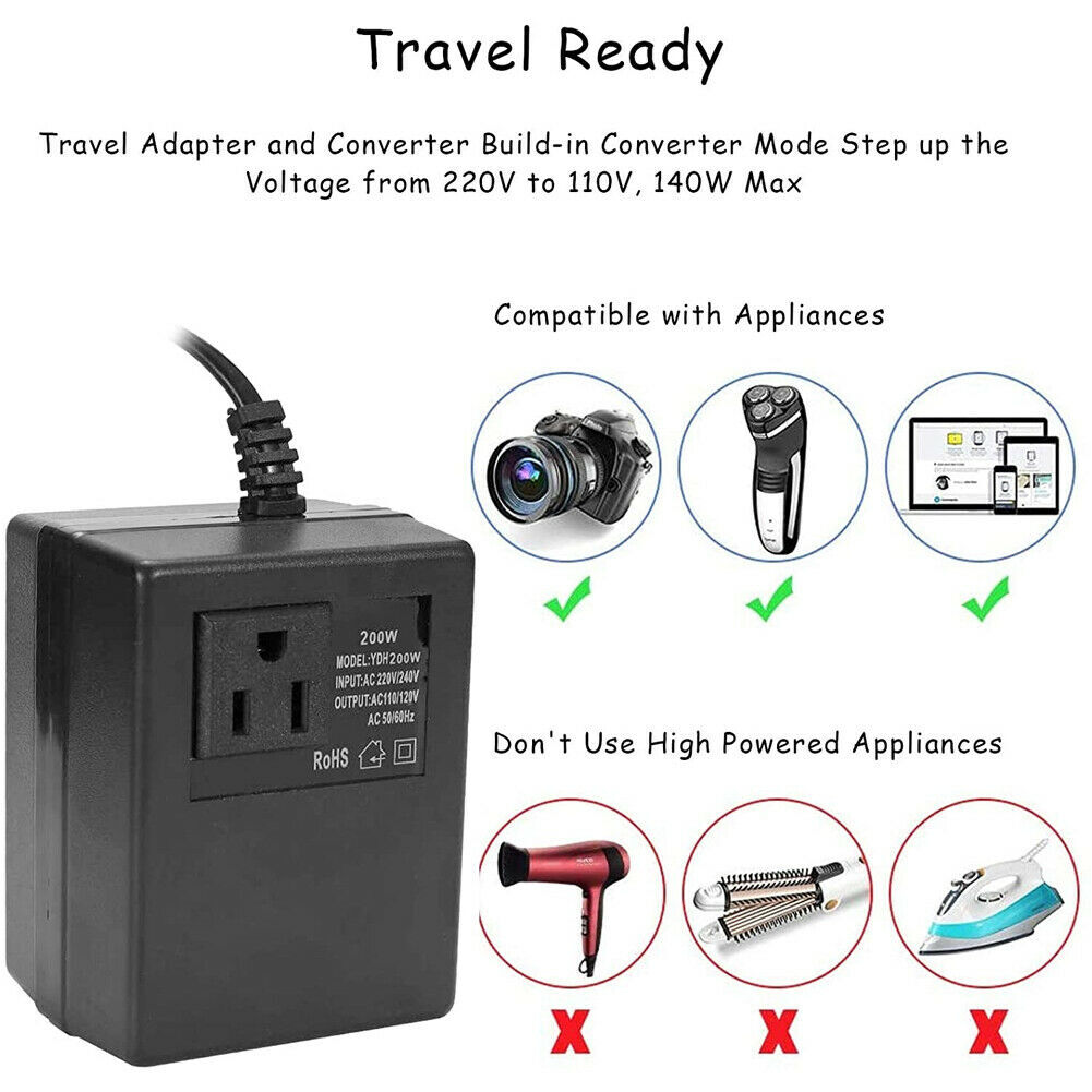 200W Power Voltage Converter Transformer Step-Down 220V 240V To 110V 120V photo 5