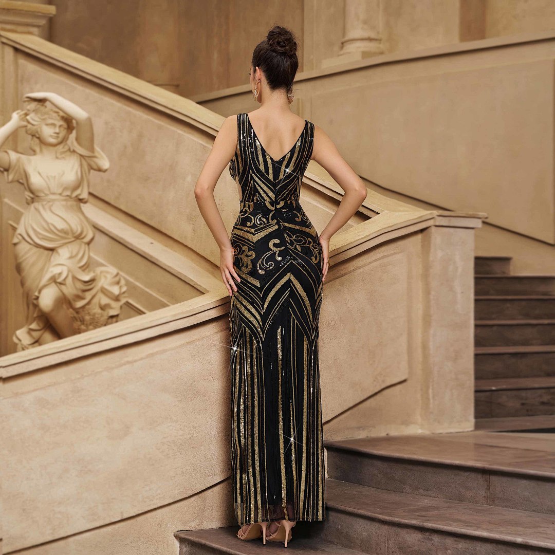 Lack & Gold Sequin Mermaid Evening Gown photo 4