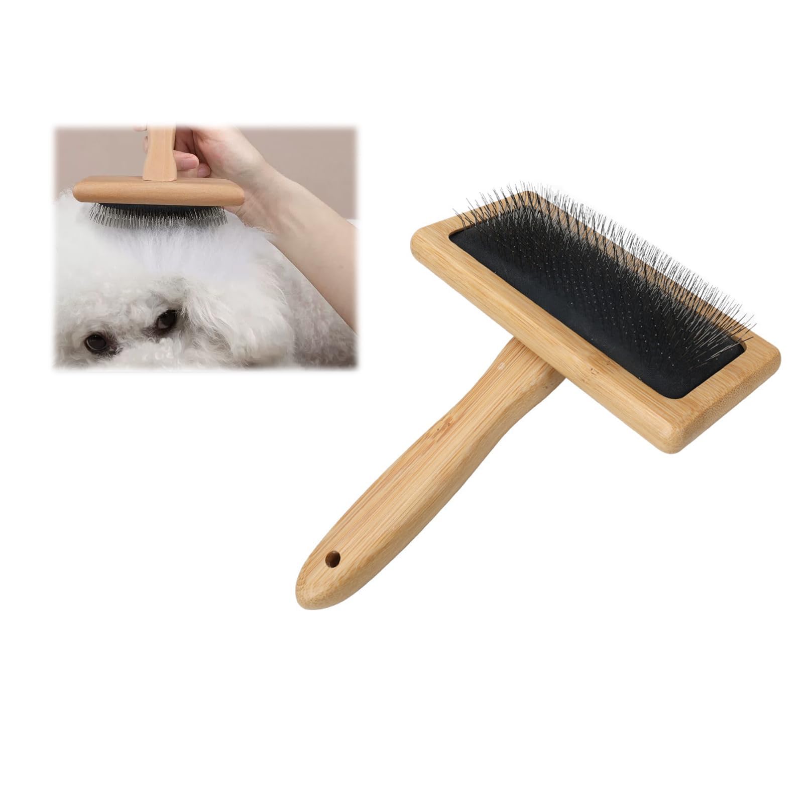 Dog & Cat Brush, Pet Slicker Brush With Bamboo Handle For Large Medium & Short Hair Elegant Grooming Comb For Removing Shedding, Tangles And Dirt photo 1
