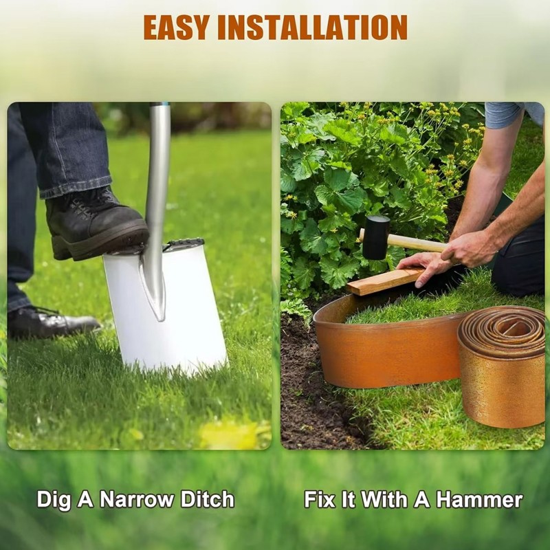 6M&12M Flexible Metal Garden Border Lawn Edging Outdoor Grass Path Edge Roll L photo 4