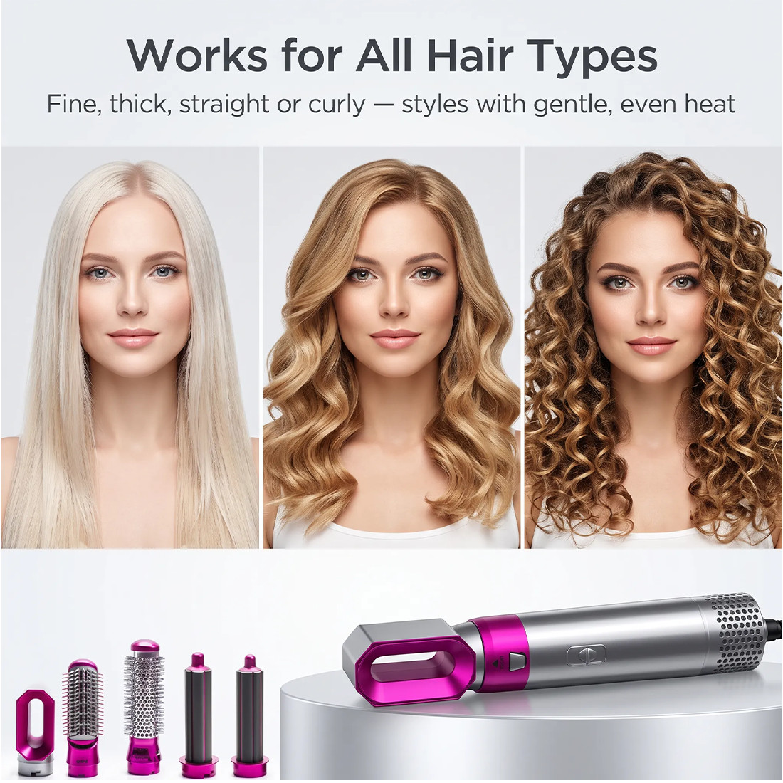 5 In 1 Professional Hair Curler Dryer Styler Curler Straightener Hot Air Brush photo 3
