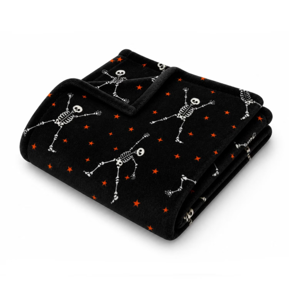 Halloween Lounge Throw Blanket Night Dancing Skeletons 60 X 70 Inch, Soft Cozy Halloween Blanket For Home Decor photo 3