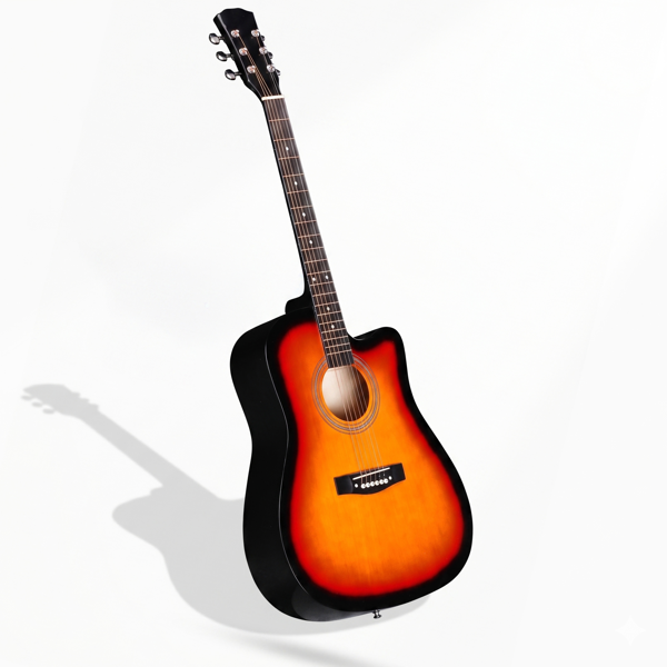 Sunset Color 41-inch Dreadnought Barrel-shaped Cutaway Acoustic Guitar With Pick, Strings, Capo, Gig Bag, Tuner, Wrench Tool, And Shoulder Strap photo 4