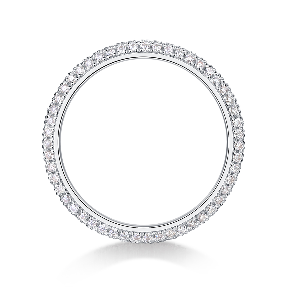 S925 Silver 2.0g Platinum Plated Moissanite Eternity Ring, 3.0mm 153pcs D VVS1 Pave Band, GRA Certified US 5-9 photo 6