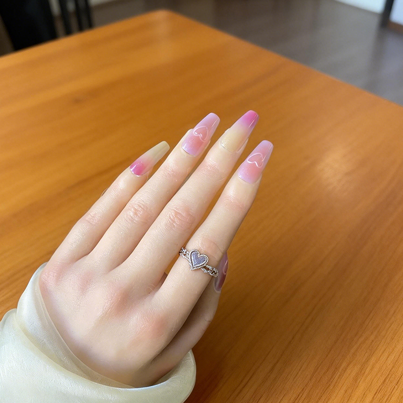 Macaron Cat-Eye Heart Press-On Nails photo 4