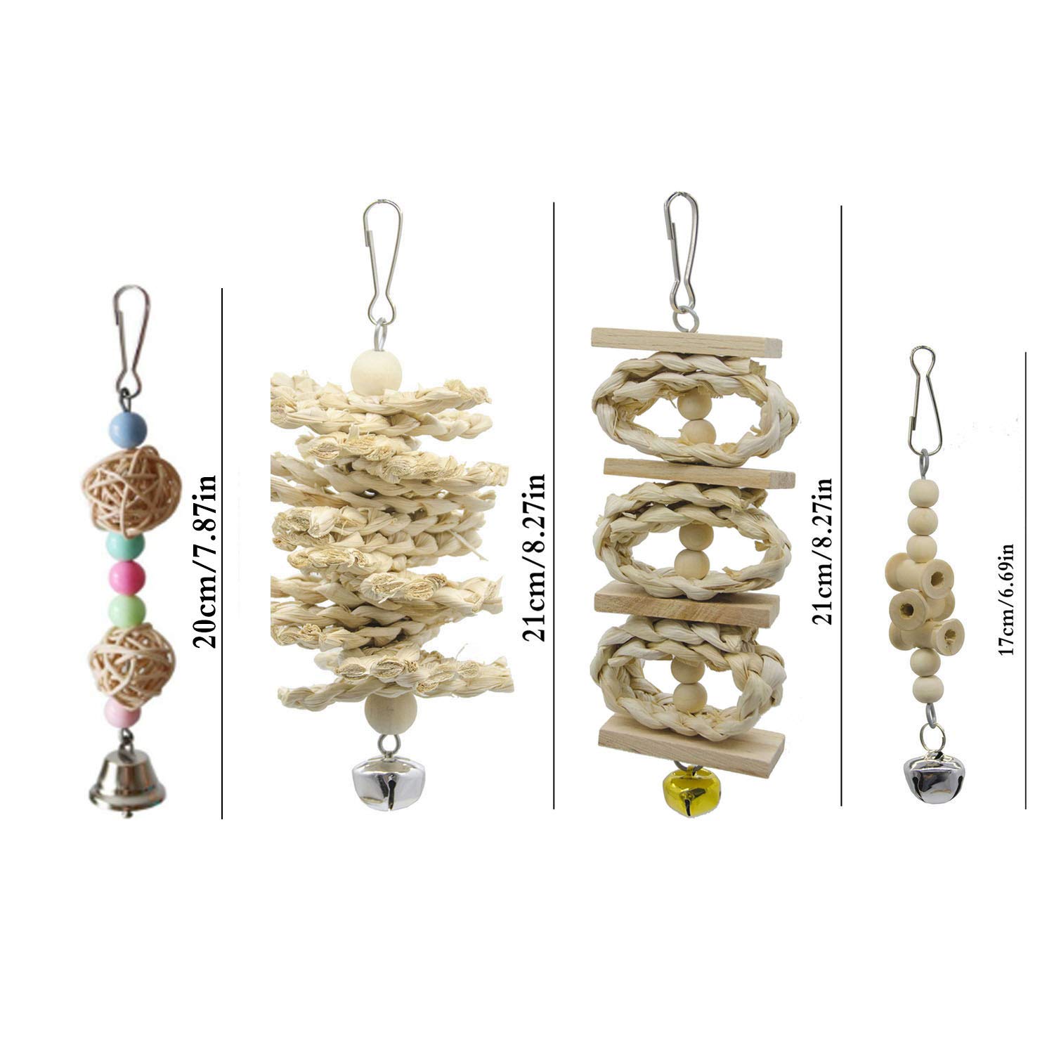8 Packs Of Bird Parrot Swing Chewing Toys-Natural Wood Bird Climbing Hanging Cage Toys Suitable For Small Parakeets, Cockatiels, Conures, Finches,Budgie,Macaws, Parrots, Love Birds photo 6