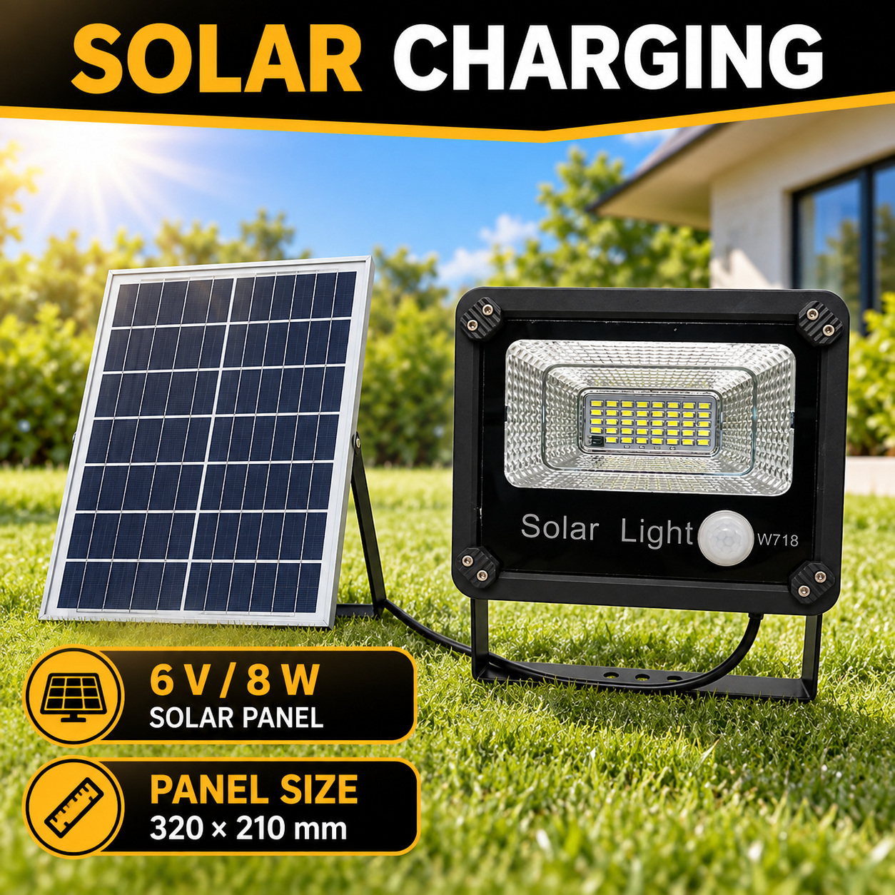 Solar Powered Motion Sensor LED Work Light 50W 5000mAh For W718 Street Remote Control Battery photo 5