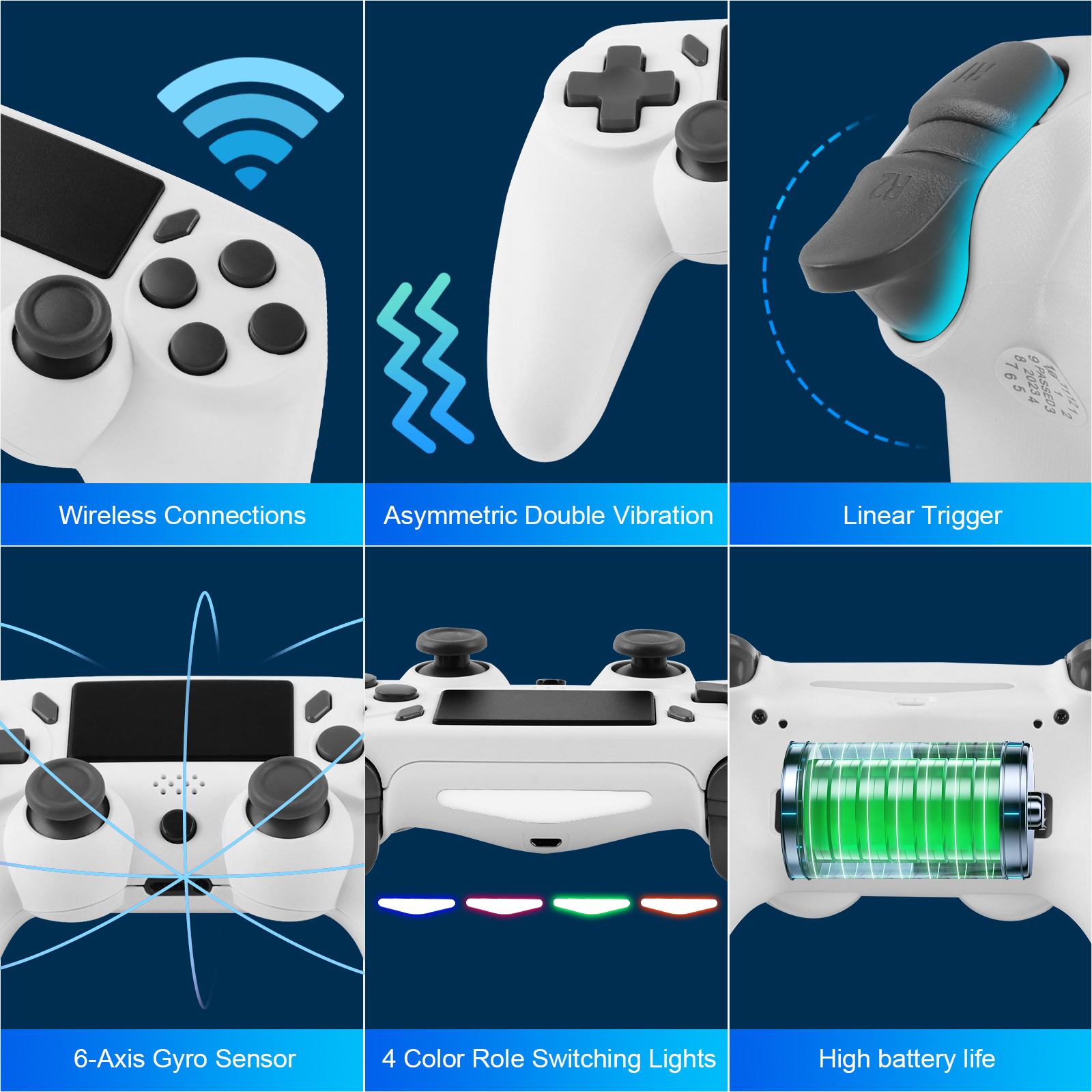 PS4 Game Controller, Six-axis Gyroscope, Dual Vibration Motion Sensing, PC, PS4 Wireless Bluetooth Game Controller photo 4
