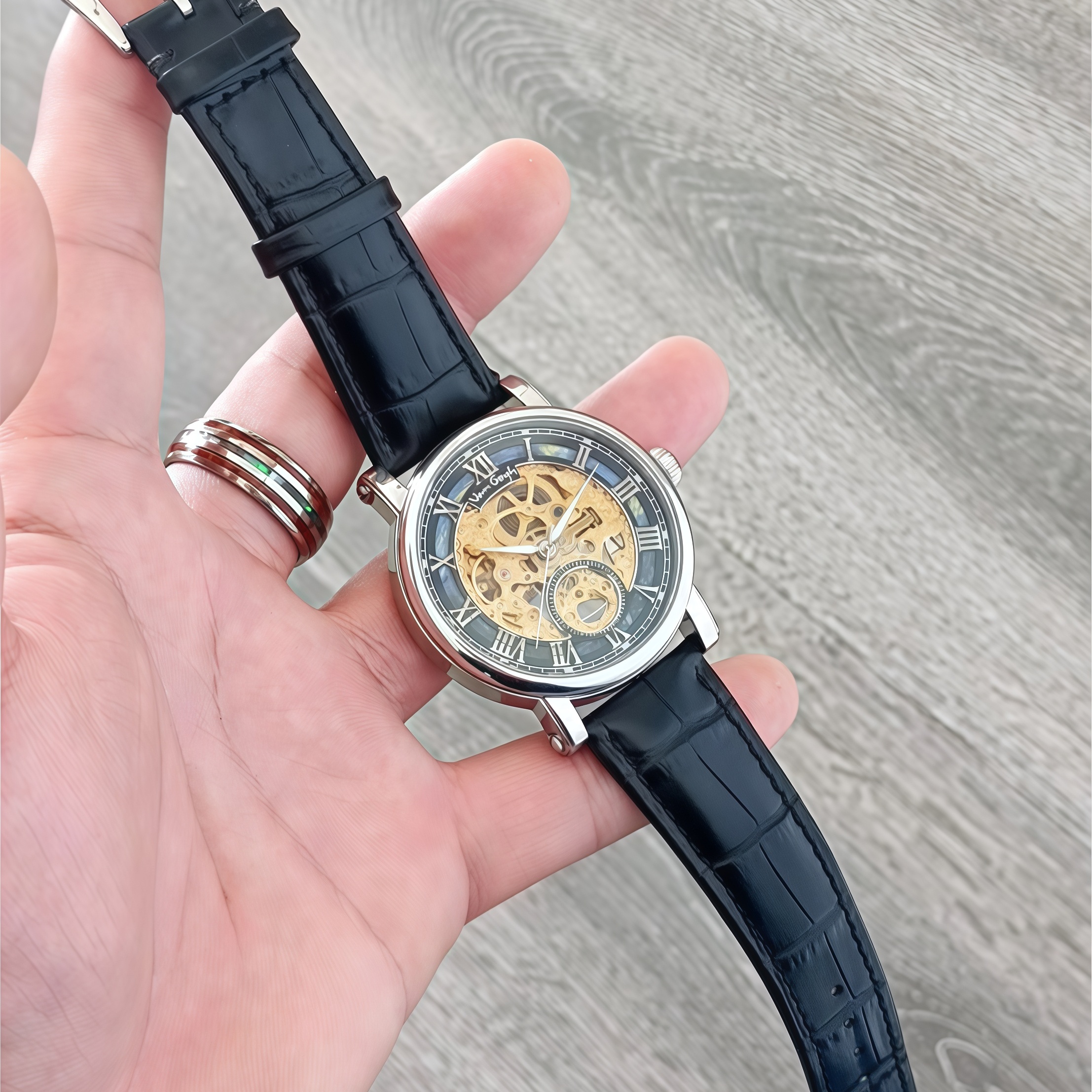 VAN GOGH Starry Night Series Blue Dial Skeleton Mechanical Movement Watch Daily Waterproof Starry Night photo 5