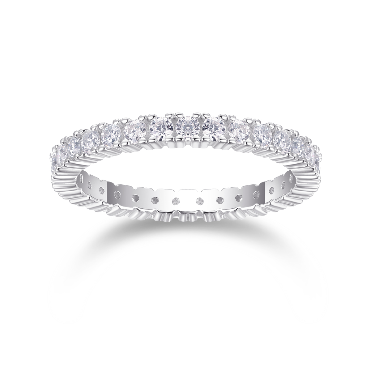 S925 Silver 2.2g Platinum Plated Moissanite Eternity Ring, 2.5mm 30pcs D VVS1 Pave Band, GRA Certified US 5-9 photo 8