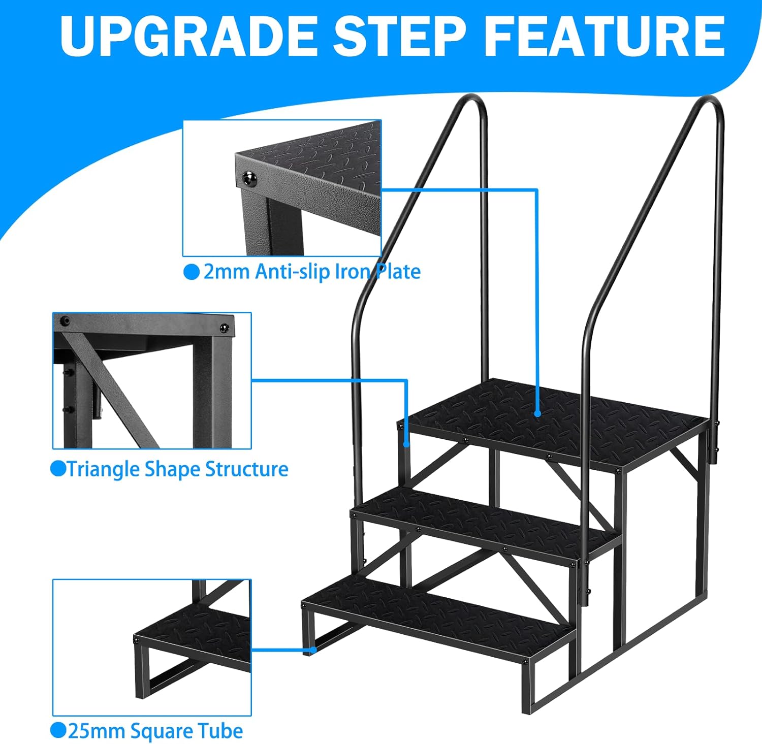 The Third Level Staircase Of The RV, The Upgraded Version Of The RV Staircase With Handrails, The Heavy-duty RV Staircase With Anti-skid Pedals, Are Only Suitable For TEMU Self Pickup photo 3