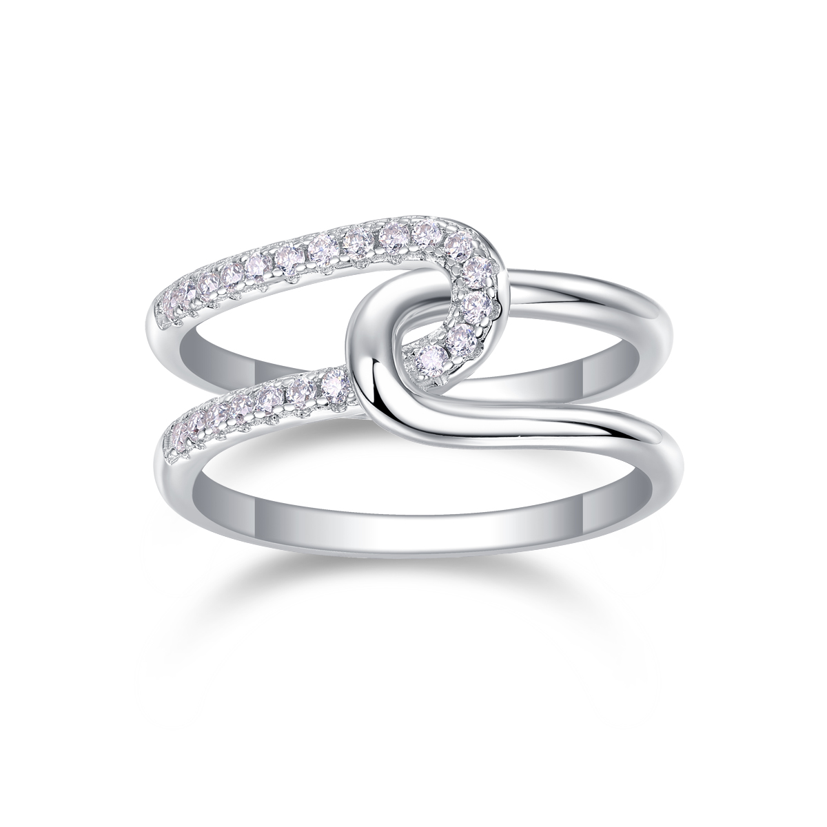 S925 Silver 3.7g Platinum Plated Moissanite Ring, 22pcs D VVS1 Interlocking Band, GRA Certified US 5-9 photo 1