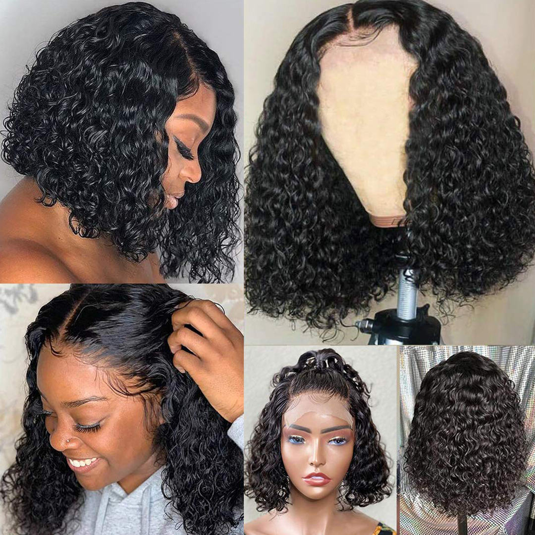 Sunper Queen Short Bob Wig Jerry Curly Human Hair Wigs For W photo 5