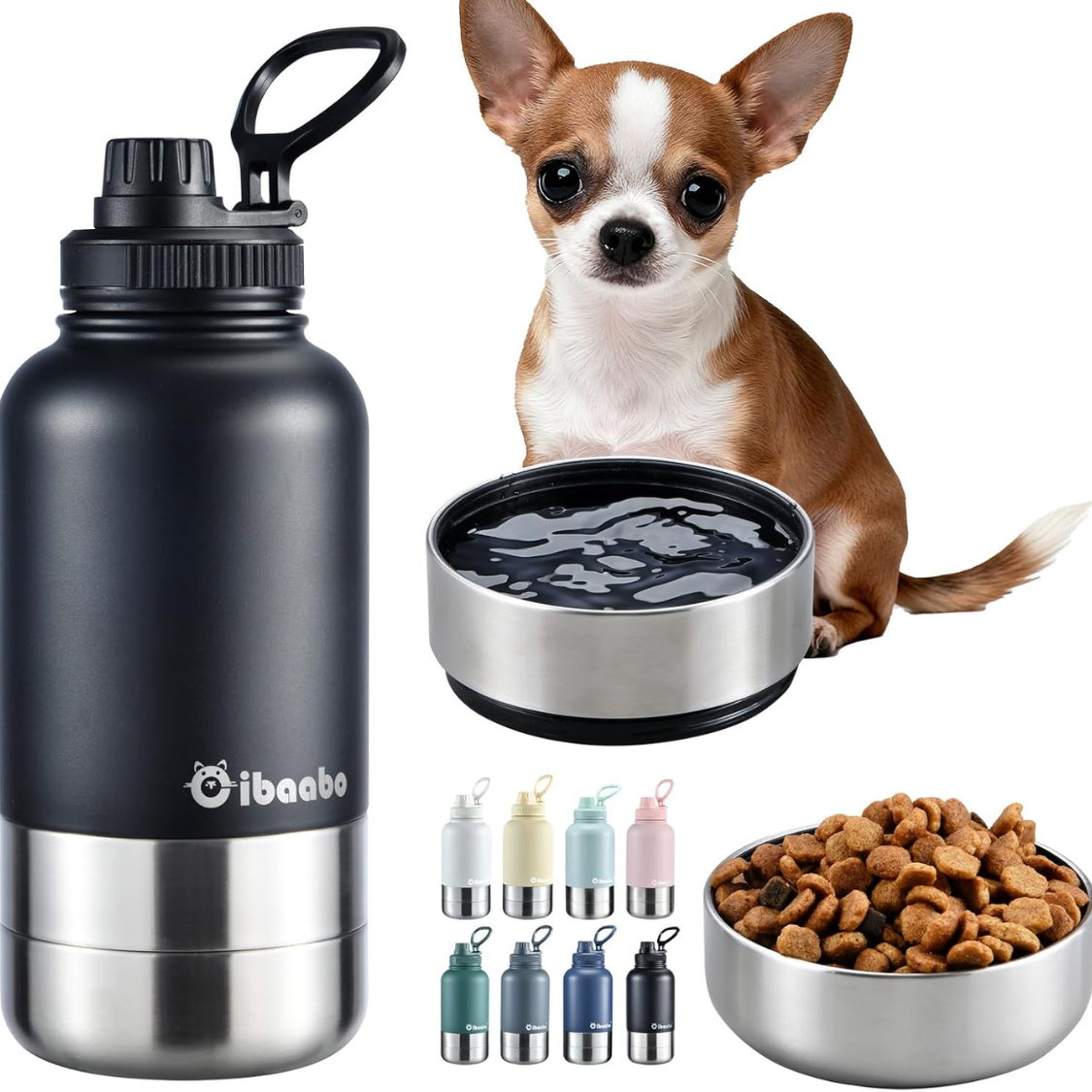 32 Oz Insulated Dog Water Bottle With 2 Bowls, Portable Pet Hydration For Travel photo 1